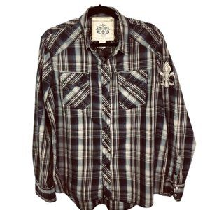 Supply Company USA Snap Large Men Multicolor Plaid Button Down Western